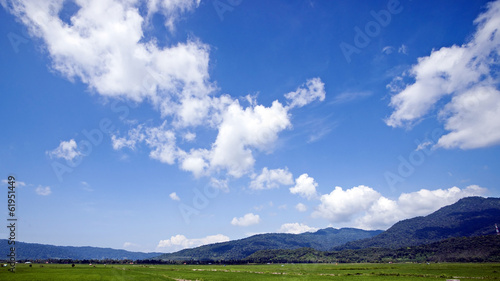 An empty landscape with white clouds