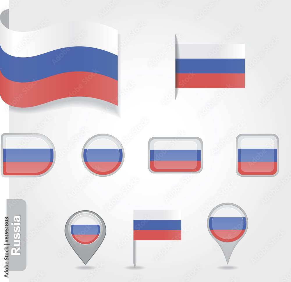The Russian flag - set of icons and flags The Russian flag - set of icons and flags