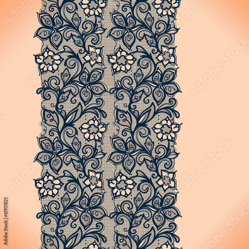 Abstract Lace Ribbon Vertical Seamless Pattern.