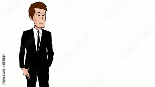 Businessman costume noir dessin cartoon video explicative photo