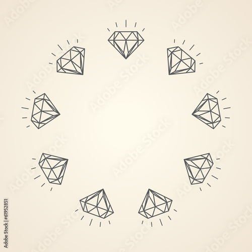 Illustration of diamonds with copy-space