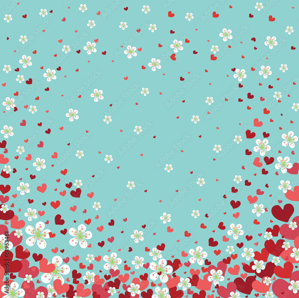 Heart background with cherry flowers.Spring design Heart background with cherry flowers.Spring design