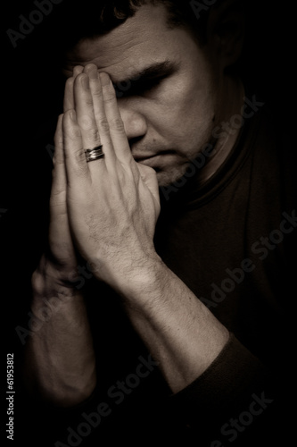 Wallpaper Mural Portrait of pensive man with hands Torontodigital.ca