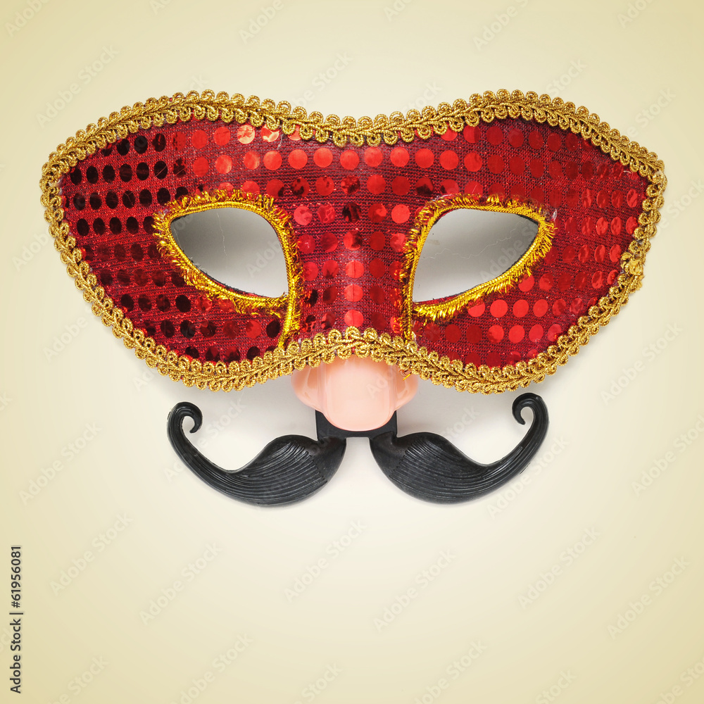 carnival mask with fake nose and moustache