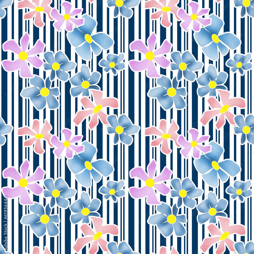 Seamless floral pattern texture on striped background Seamless floral pattern texture on striped background