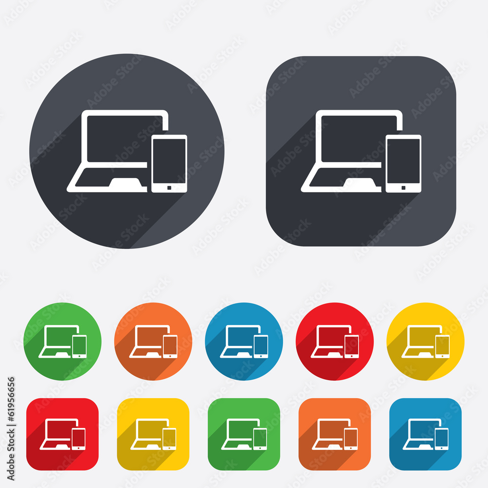 Mobile devices sign. Notebook and smartphone. Mobile devices sign. Notebook and smartphone.
