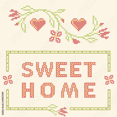 Cross-stitch embroidery in Ukrainian style