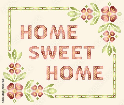 Cross-stitch embroidery in Ukrainian style