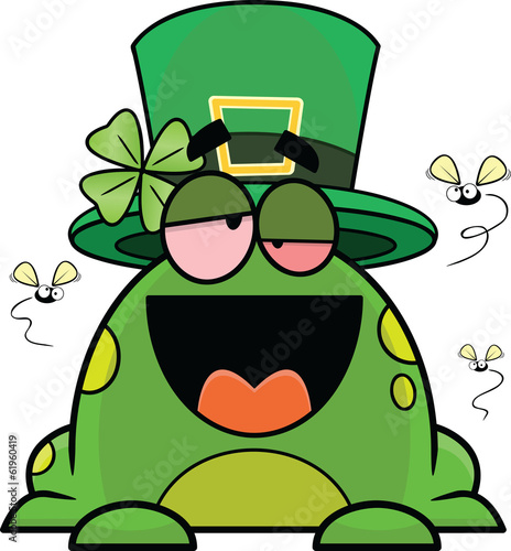 Drunk Cartoon Frog In St. Patrick's Day Hat