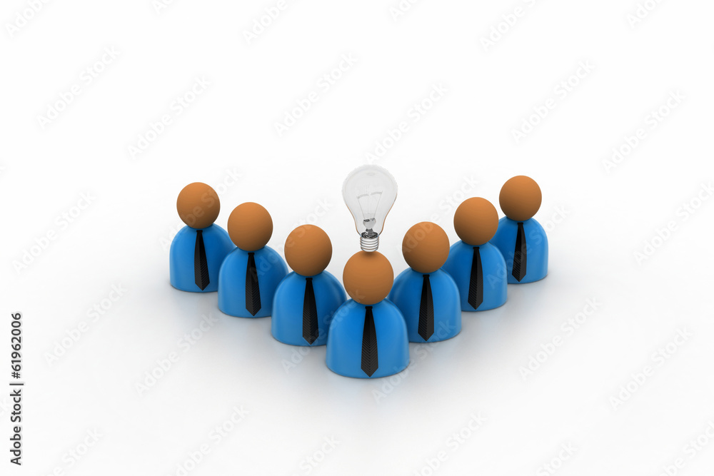 3d rendering business man icon with bulb, new idea concept 3d rendering business man icon with bulb, new idea concept