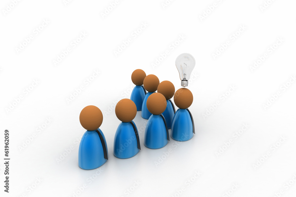 3d rendering business man icon with bulb, new idea concept 3d rendering business man icon with bulb, new idea concept