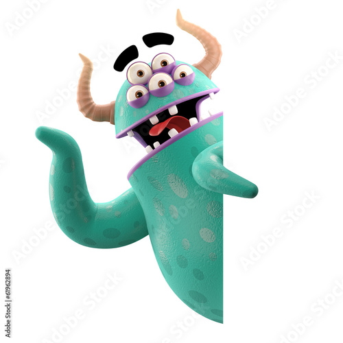 3D object, monster, funny cartoon isolated on white background