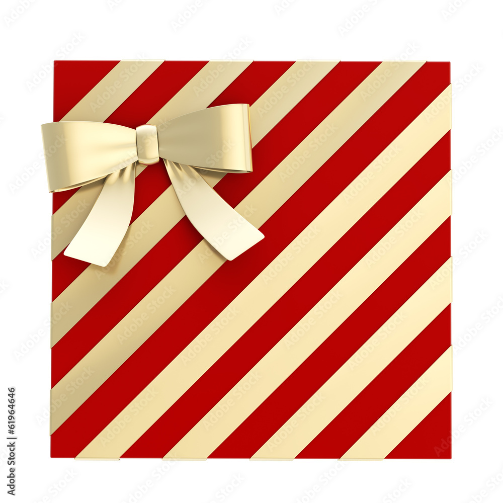Obraz premium Wrapped gift box with a bow and ribbon