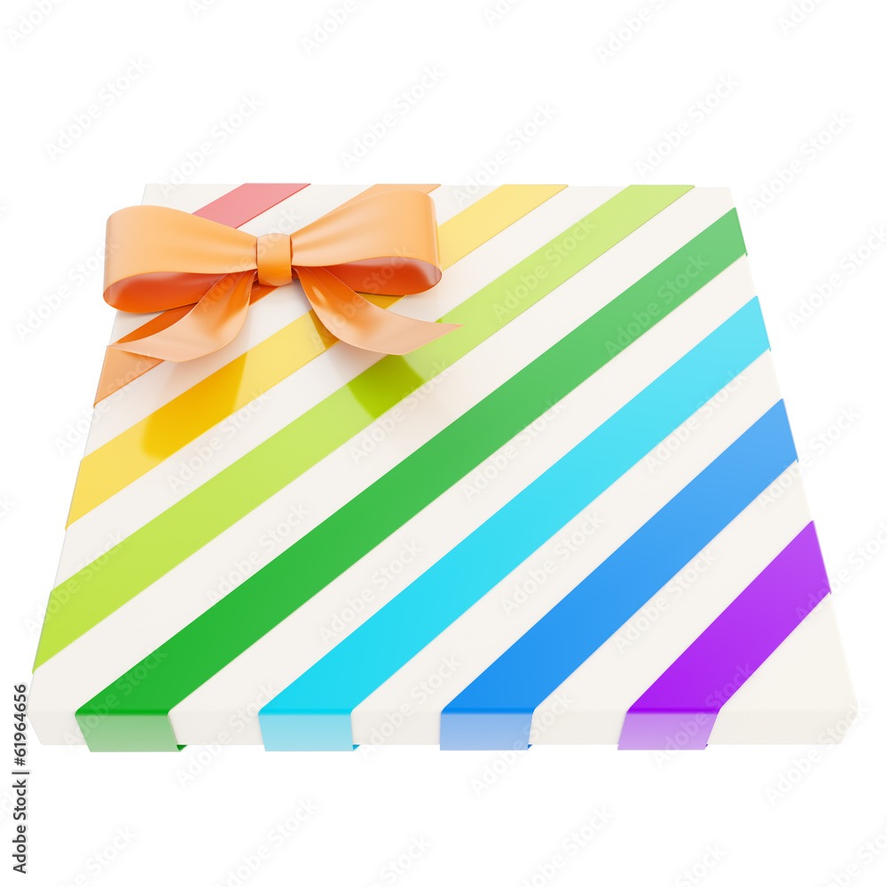 Wrapped gift box with a bow and ribbon Wrapped gift box with a bow and ribbon