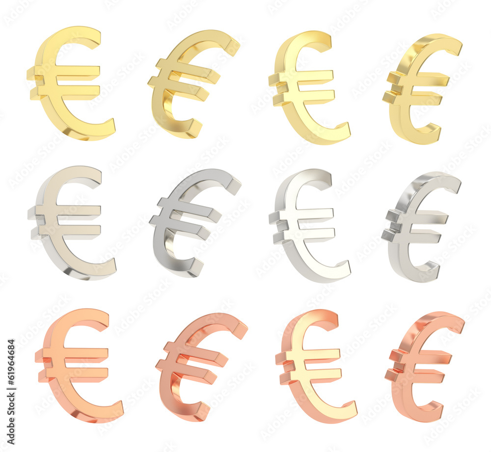 Obraz premium Euro currency sign set isolated