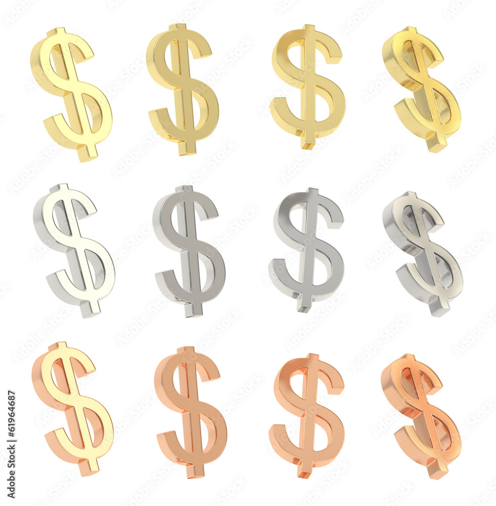 Dollar currency sign set isolated Dollar currency sign set isolated