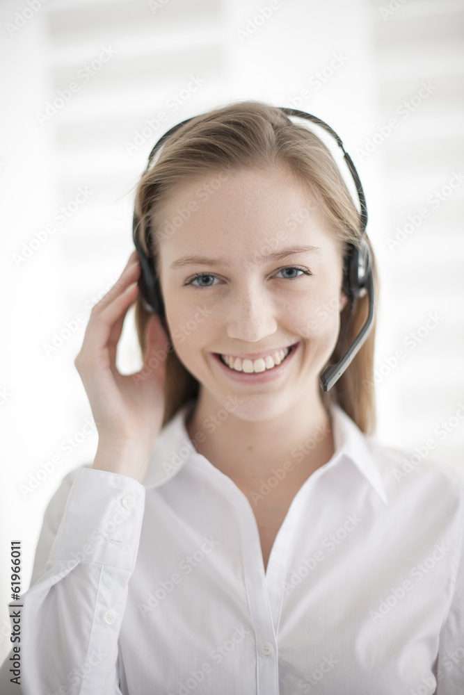 portrait of a beautiful young woman with headphones portrait of a beautiful young woman with headphones