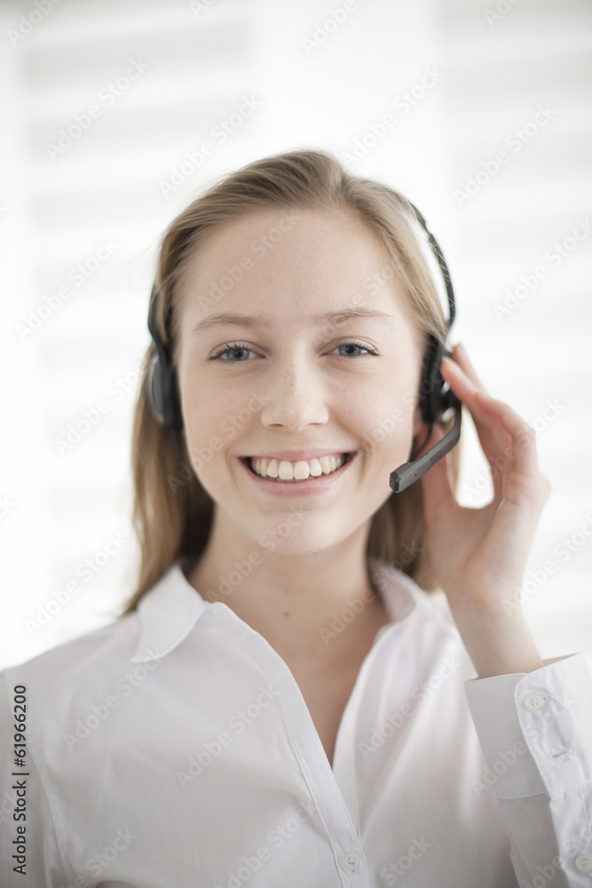 portrait of a beautiful young woman with headphones portrait of a beautiful young woman with headphones