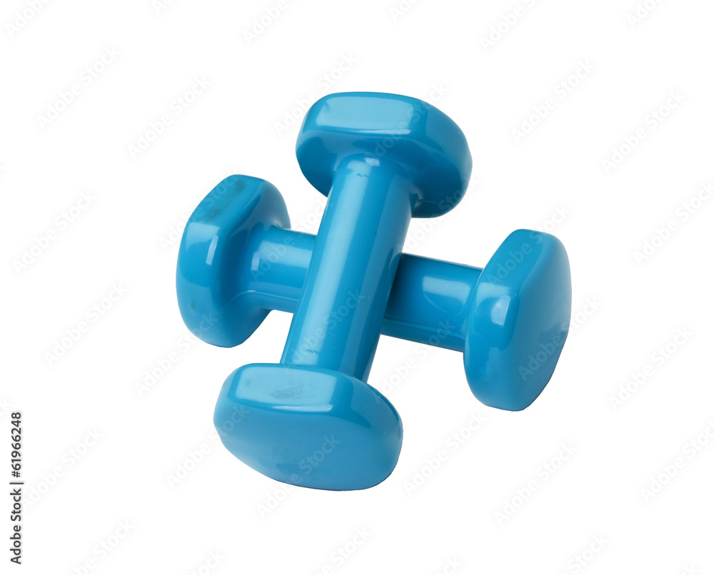 Couple of blue dumbbells Couple of blue dumbbells