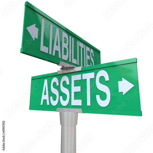 Assets Vs Liabilities Two Way Road Street Signs Accounting