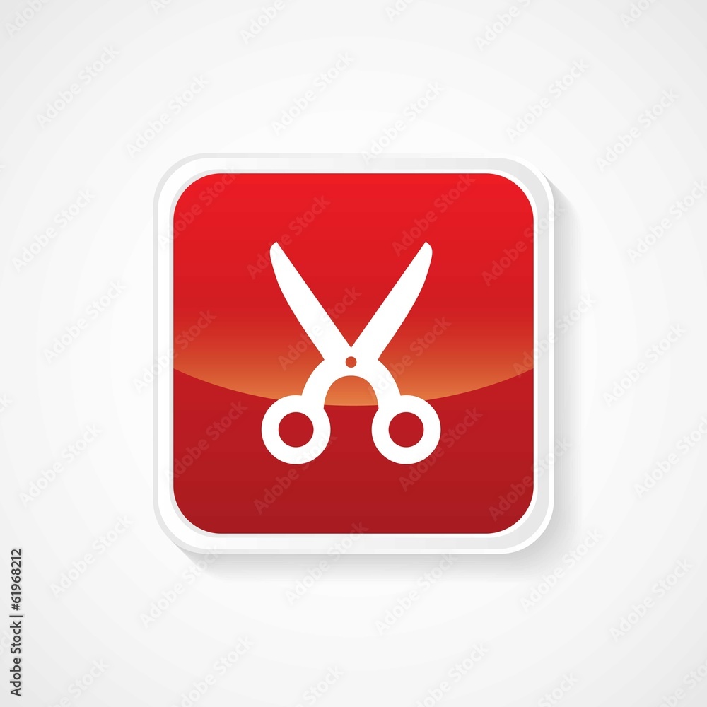 Icon of Cut (Scissor) on Red Glossy Button. Eps-10 Icon of Cut (Scissor) on Red Glossy Button. Eps-10