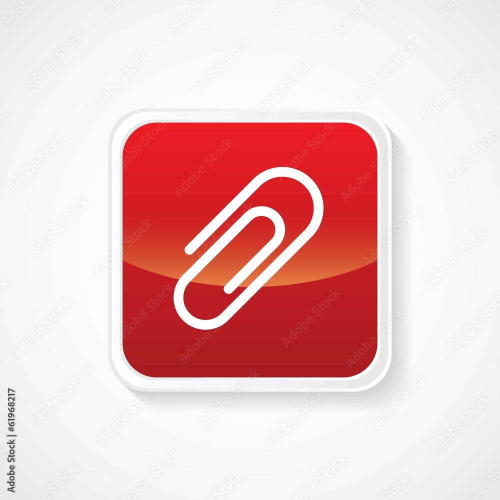 Icon of Attachment on Red Glossy Button. Eps-10 Icon of Attachment on Red Glossy Button. Eps-10