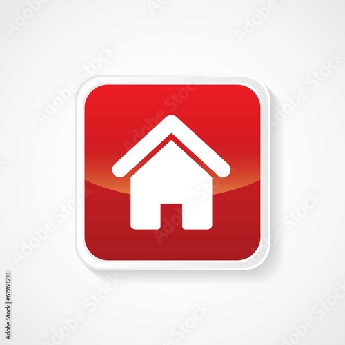 Icon of Home on Red Glossy Button. Eps-10