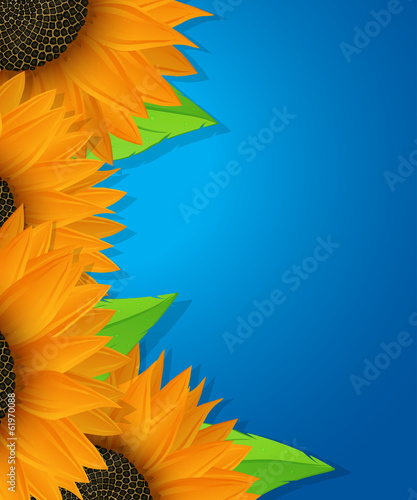Sunflowers and leaves card