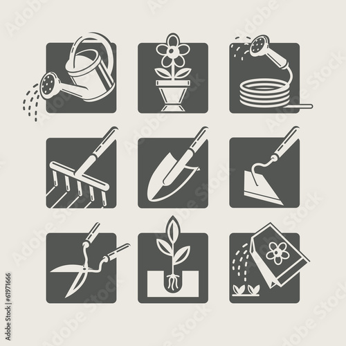 Garden tools. Icons set