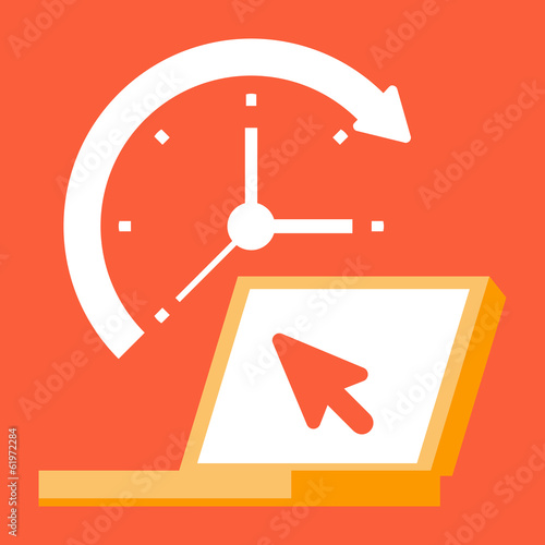 time works at a laptop