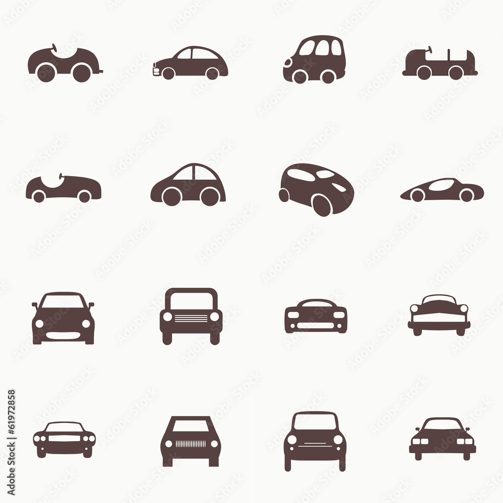Cars icons set different vector car forms.