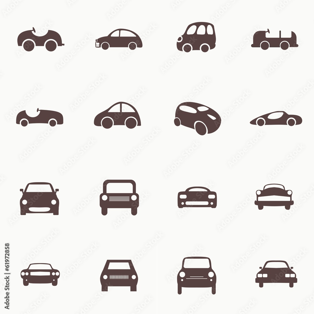 Cars icons set different vector car forms. Cars icons set different vector car forms.