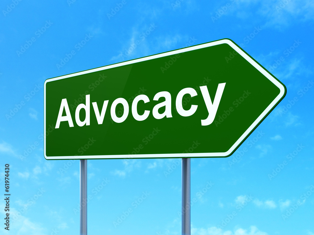 Law concept: Advocacy on road sign background Law concept: Advocacy on road sign background