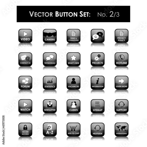 VECTOR BUTTON SET 2 (black square website internet web icons)