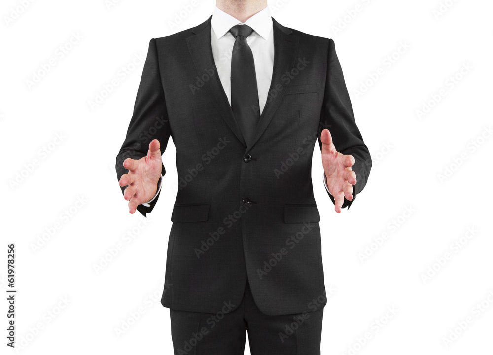 man showing something