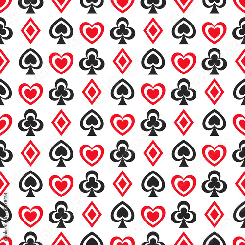 Seamless pattern with card suits, endless background