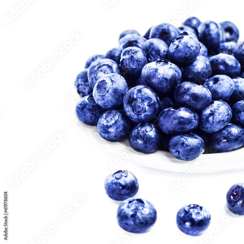 Fresh Blueberries isolated on white background macro. Blueberry