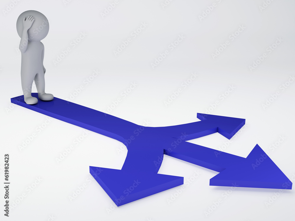 three arrows, choice concept, 3d illustration three arrows, choice concept, 3d illustration