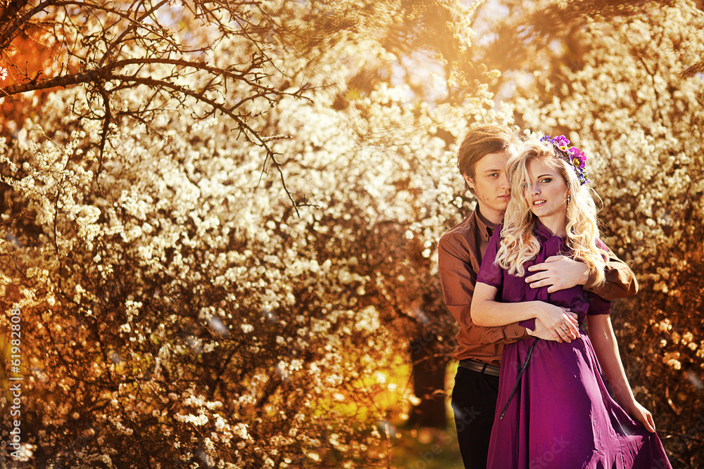 beautiful couple in the lush garden beautiful couple in the lush garden