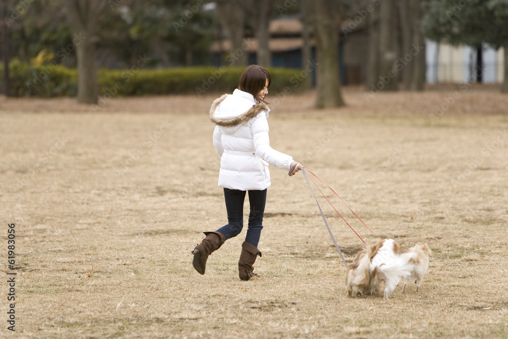 dog and woman running dog and woman running