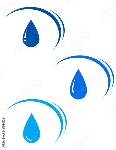 set with blue water drops