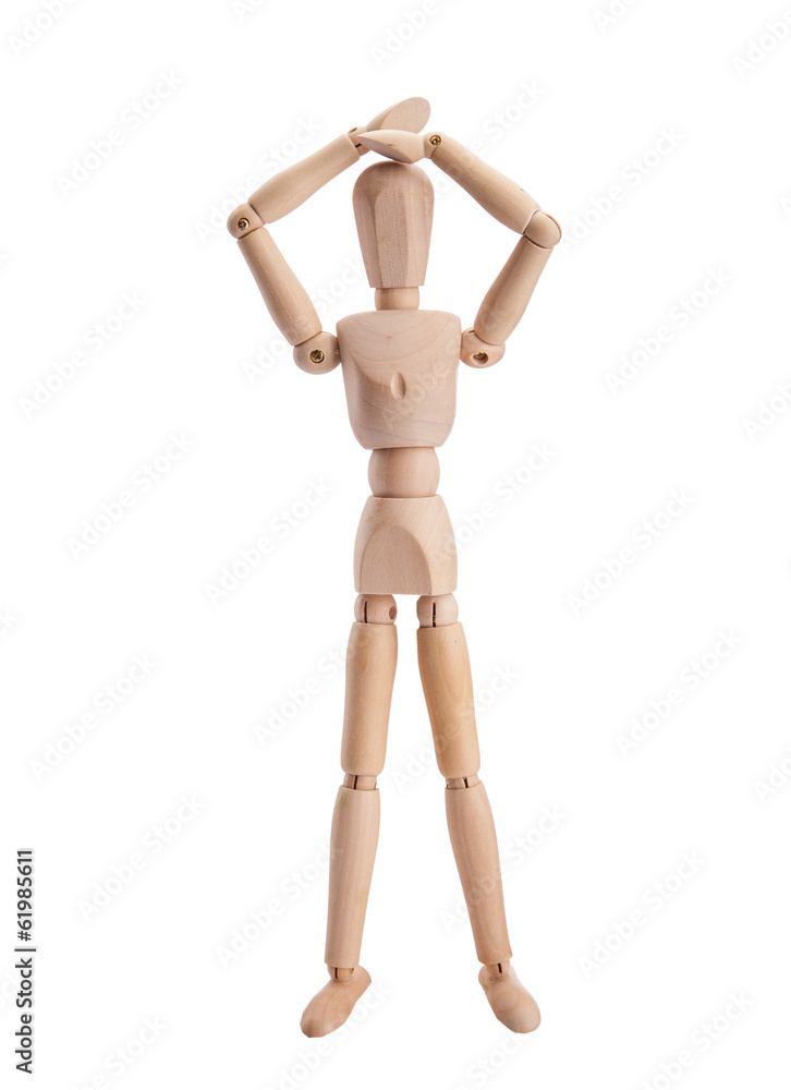 Wooden figure dummy scarry, isolated on white Wooden figure dummy scarry, isolated on white