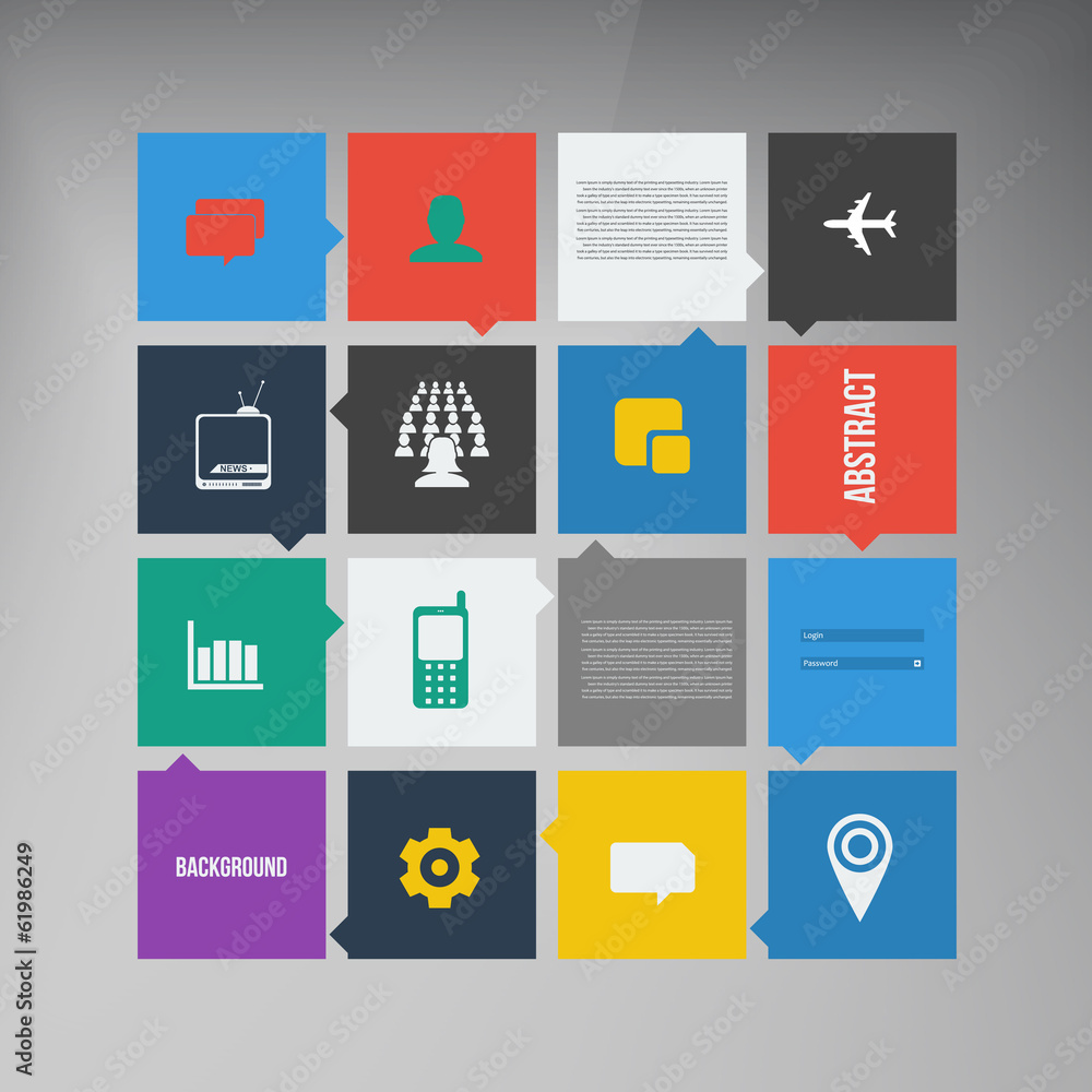 Vector flat UI design trend set icons. Vector flat UI design trend set icons.