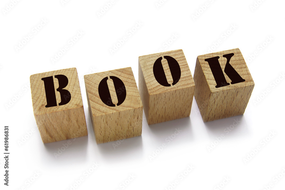 wood blocks with book word on white wood blocks with book word on white