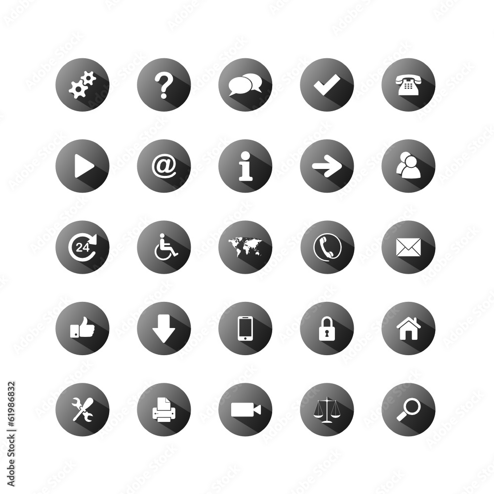 GREY VECTOR BUTTON SET (website internet web icons symbols kit)