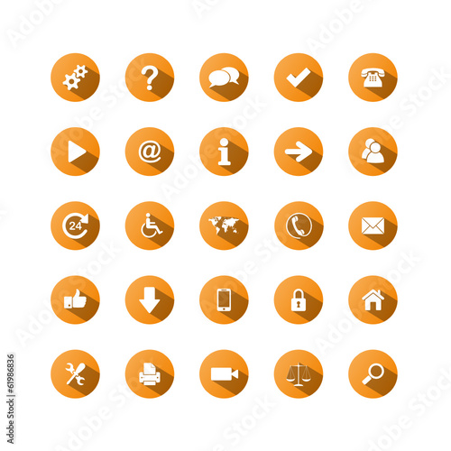 ORANGE VECTOR BUTTON SET (website internet web icons symbols)