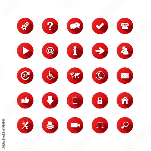 RED VECTOR BUTTON SET (website internet web media icons symbols)
