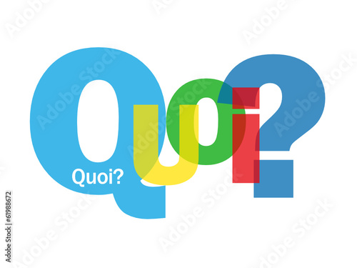 Mosaïque de Lettres "QUOI?" (questions réponses combien comment)