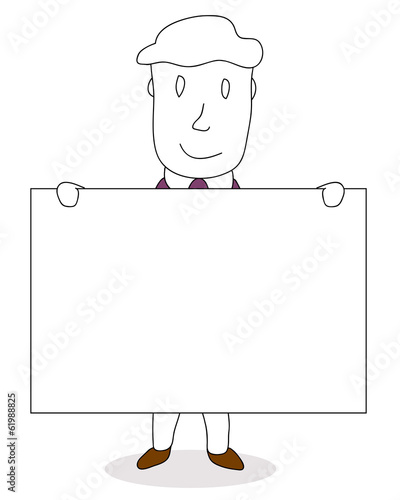 Personnage avec pancarte