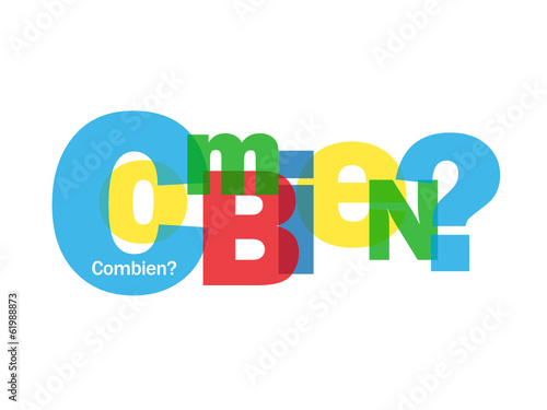 Mosaïque de Lettres "COMBIEN?" (questions faq aide information)
